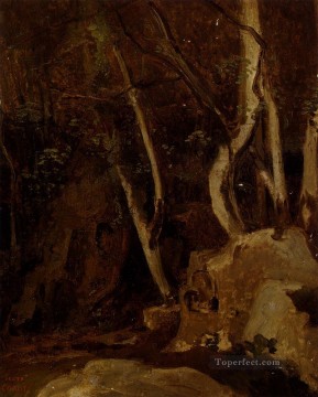 Jean Baptiste Camille Corot Painting - A Civita Castellana Rochers Boises plein air Romanticism Jean Baptiste Camille Corot